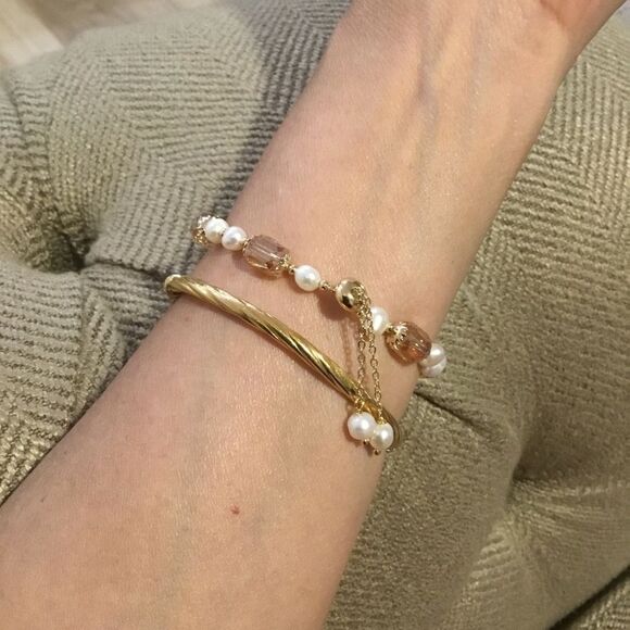 NATURAL FRESHWATER PEARLS AND AUSTRIAN CRYSTAL STONES WOMEN BRACELET - Picture 8 of 8